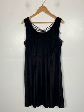 Molly Malloy 90s Velvet Midi Dress Sz 14 Black Rhinestone Grunge Whimsigoth Goth